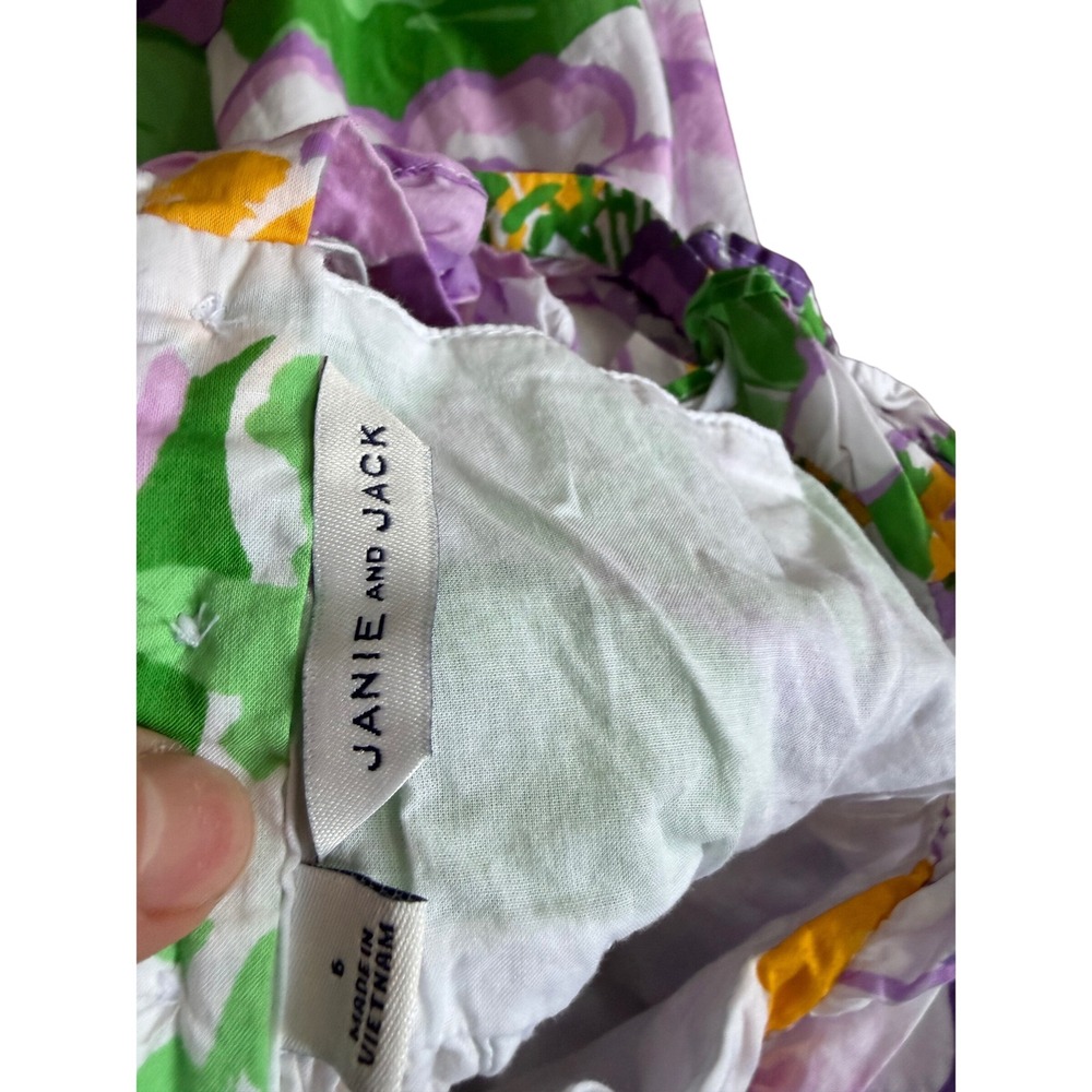 Janie & Jack Floral Ruffle Sun Dress Purple White Green Yellow Fit Flare 6 - Picture 3 of 3